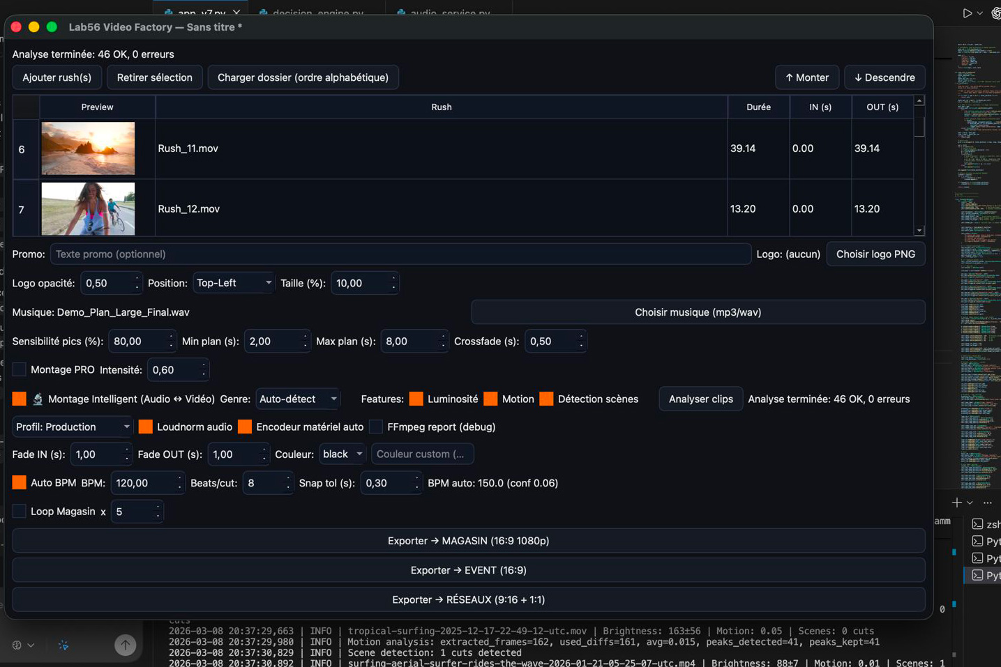 Illustration de l'interface Video-Factory